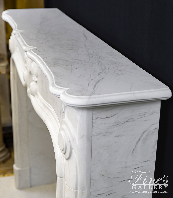 Marble Fireplaces  - Pristine White French Style Marble Fireplace Mantel - MFP-1897